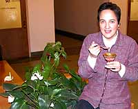 Speaking of dessert, Angelica Hammer, administrator in the Department of Horticulture at Cornell, enjoys a simple and tasty beach plum sorbet she created for a recent department function.